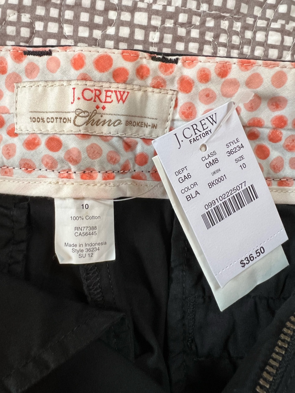 NWT JCrew Factory Buttery Twill Chino shorts in Black, Size 10 - Picture 3 of 7
